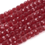 Glass Beads Strands, Faceted(32 Facets), Round, Dark Red, 4mm, Hole: 1mm, about 87~93pcs/strand, 32~33cm, 10Strands/Set