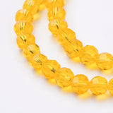 Glass Beads Strands, Faceted(32 Facets), Round, Gold, 4mm, Hole: 1mm, about 87~93pcs/strand, 32~33cm, 10Strand/Set