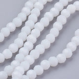 Faceted(32 Facets) Glass Beads Strands, Round, White, 4mm, Hole: 1mm, about 87~93pcs/strand, 32~33cm, 10Strand/Set