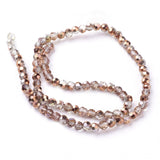 Electroplate Glass Beads Strands, Half Plated, Faceted(32 Facets), Round, Copper Plated, 4mm, Hole: 1mm, about 88~90pcs/strand, 28~30cm, 10Strands/Set