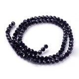 Glass Beads Strands, Faceted(32 Facets), Round, Black, 6mm, Hole: 1.2mm, about 88~91pcs/strand, 19.49 inch~20.08 inch(49.5~51cm), 10Strands/Set