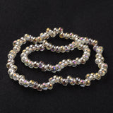 Teardrop Full Rainbow Plated Glass Bead Strands, Light Goldenrod Yellow, 6x4mm, Hole: 1mm, about 100pcs/strand, 15.3 inch