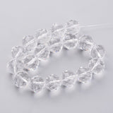 Glass Bead Strands, Faceted, Round, Clear, 13.5mm, Hole: 2mm, about 18pcs/strand, 9 inch(23cm)