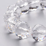 Glass Bead Strands, Faceted, Round, Clear, 13.5mm, Hole: 2mm, about 18pcs/strand, 9 inch(23cm)