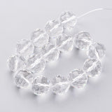 Glass Bead Strands, Faceted, Round, Clear, 15~15.5mm, Hole: 2mm, about 15pcs/strand, 8.6 inch(22cm)