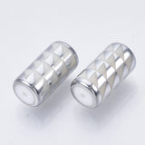 Electroplate Glass Beads, Column with Triangle Pattern, Silver, 20x10mm, Hole: 1.2mm, about 50pcs/bag