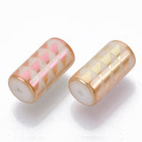 Electroplate Glass Beads, Column with Triangle Pattern, Sandy Brown, 20x10mm, Hole: 1.2mm, about 50pcs/bag