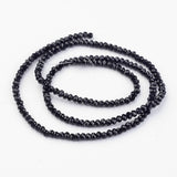 Electroplate Glass Beads Strands, Faceted Rondelle, Black, 3x2mm, Hole: 1mm, about 202pcs/strand, 17 inch