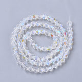 Electroplate Glass Beads Strands, AB Color Half Plated, Faceted, Bicone, Clear AB, 4x4mm, Hole: 0.8mm, about 82~85pcs/strand, 30.5~31cm, 10Strands/Set