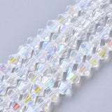 Electroplate Glass Beads Strands, AB Color Half Plated, Faceted, Bicone, Clear AB, 4x4mm, Hole: 0.8mm, about 82~85pcs/strand, 30.5~31cm, 10Strands/Set