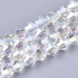 Electroplate Glass Beads Strands, AB Color Plated, Faceted, Bicone, Clear AB, 6x5.5~6mm, Hole: 1mm, about 44~47pcs/strand, 24.5~25cm, 10Strands/Set