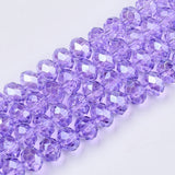 Baking Paint Glass Beads Strands, Pearl Luster Plated, Faceted, Rondelle, Lilac, 8x6mm, Hole: 1mm, about 69pcs/strand, 16.93 inch(43cm), 10Strand/Set