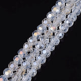 Electroplate Glass Beads Strands, AB Color Plated, Faceted(32 Facets), Round, Clear AB, 4mm, Hole: 0.5mm, about 87~93pcs/strand, 32~33cm, 10Strand/Set