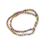 Electroplate Glass Bead Strands, Faceted(32 Facets), Round, Multi-color Plated, 4mm, Hole: 0.5mm, about 100pcs/strand, 14.2 inch, 10Strand/Set