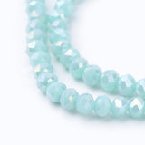 Electroplate Glass Beads Strands, Imitation Jade, AB Color Plated, Faceted, Rondelle, Mixed Color, 3.5~4x2.5~3mm, Hole: 0.5mm, about 113~115pcs/strand, 32~33cm, 10Strands/Set