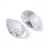 Faceted Teardrop Transparent Glass Pendants, Clear, 28x17x9mm, Hole: 1.5mm, 100pc/Set