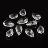 Faceted Teardrop Transparent Glass Pendants, Clear, 28x17x9mm, Hole: 1.5mm, 100pc/Set