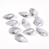 Faceted Teardrop Transparent Glass Pendants, Clear, 28x17x9mm, Hole: 1.5mm, 100pc/Set