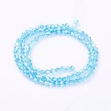 Glass Beads Strands, AB Color Plated, Faceted, Bicone, Deep Sky Blue, 4x4mm, Hole: 1mm, about 82~85pcs/strand, 30.5~31cm, 10Strand/Set