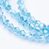 Glass Beads Strands, AB Color Plated, Faceted, Bicone, Deep Sky Blue, 4x4mm, Hole: 1mm, about 82~85pcs/strand, 30.5~31cm, 10Strand/Set