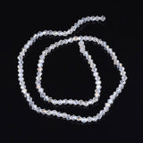 Glass Beads Strands, AB Color Plated, Faceted, Bicone, Clear AB, 4x4mm, Hole: 1mm, about 82~85pcs/strand, 30.5~31cm, 10Strands/Set