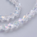 Glass Beads Strands, AB Color Plated, Faceted, Bicone, Clear AB, 4x4mm, Hole: 1mm, about 82~85pcs/strand, 30.5~31cm, 10Strands/Set