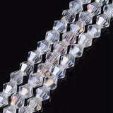 Glass Beads Strands, AB Color Plated, Faceted, Bicone, Clear AB, 4x4mm, Hole: 1mm, about 82~85pcs/strand, 30.5~31cm, 10Strands/Set