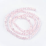 Glass Beads Strands, AB Color Plated, Faceted, Bicone, Misty Rose, 4x4mm, Hole: 1mm, about 82~85pcs/strand, 30.5~31cm, 10Strands/Set