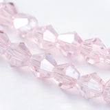 Glass Beads Strands, AB Color Plated, Faceted, Bicone, Misty Rose, 4x4mm, Hole: 1mm, about 82~85pcs/strand, 30.5~31cm, 10Strands/Set