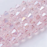 Glass Beads Strands, AB Color Plated, Faceted, Bicone, Misty Rose, 4x4mm, Hole: 1mm, about 82~85pcs/strand, 30.5~31cm, 10Strands/Set