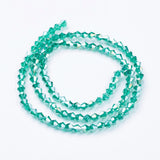 Glass Beads Strands, AB Color Plated, Faceted, Bicone, Light Sea Green, 4x4mm, Hole: 1mm, about 82~85pcs/strand, 30.5~31cm, 10Strand/Set