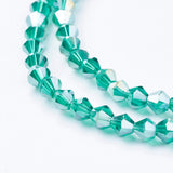 Glass Beads Strands, AB Color Plated, Faceted, Bicone, Light Sea Green, 4x4mm, Hole: 1mm, about 82~85pcs/strand, 30.5~31cm, 10Strand/Set