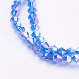 Glass Beads Strands, AB Color Plated, Faceted, Bicone, Mixed Color, 4x4mm, Hole: 1mm, about 82~85pcs/strand, 30.5~31cm, 10Strands/Set
