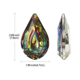 Electroplated K9 Glass Big Pendants, Back Plated, Faceted Teardrop Charms, Colorful, 76x47mm