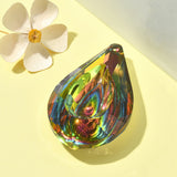 Electroplated K9 Glass Big Pendants, Back Plated, Faceted Teardrop Charms, Colorful, 76x47mm