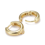 Brass Hoop Earrings, Huggie Hoop Earring Finding, Long-Lasting Plated, with Horizontal Loop, Ring, Real 18K Gold Plated, 16x15x2~4mm, Hole: 1.2mm, Pin: 1mm, 5Pair/Set