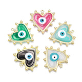 Alloy Enamel Pendants, Golden, Heart with Evil Eye, Mixed Color, 33x33x3mm, Hole: 1.6mm, 20pc/Set