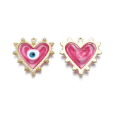 Alloy Enamel Pendants, Golden, Heart with Evil Eye, Mixed Color, 33x33x3mm, Hole: 1.6mm, 20pc/Set