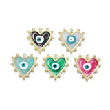 Alloy Enamel Pendants, Golden, Heart with Evil Eye, Mixed Color, 33x33x3mm, Hole: 1.6mm, 20pc/Set