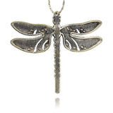 Vintage Dragonfly Pendant Necklace Findings, Alloy Enamel Big Pendants, with Crystal Rhinestone, Antique Silver, Light Goldenrod Yellow, 56.5x65x5mm, Hole: 2mm, 2pc/Set