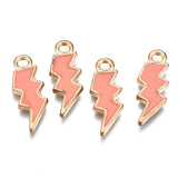 Alloy Enamel Pendants, Lightning Bolt, Light Gold, Mixed Color, 20x7x1.5mm, Hole: 2mm, 100pc/Set