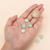 Initial Letter A~Z Alphabet Enamel Charms, Flat Round Disc Double Sided Charms, Golden Plated Enamelled Sequins Alloy Charms, Turquoise, 14x12x2mm, Hole: 1.5mm, 26pcs/set