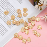 Initial Letter A~Z Alphabet Enamel Charms, Flat Round Disc Double Sided Charms, Golden Plated Enamelled Sequins Alloy Charms, PeachPuff, 14x12x2mm, Hole: 1.5mm, 26pcs/set