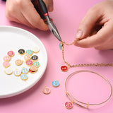 Alloy Enamel Charms, 2 side Enamelled Sequins, Golden Plated, Flat Round with Alphabet, Letter, Golden, Random Mixed Color, 14x12x2mm, Hole: 1.5mm, 26pcs/set