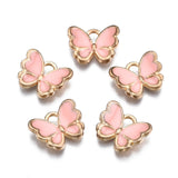 Alloy Enamel Charms, Butterfly, Light Gold, Mixed Color, 10.5x13x3mm, Hole: 2mm, 100pc/Set