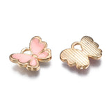 Alloy Enamel Charms, Butterfly, Light Gold, Mixed Color, 10.5x13x3mm, Hole: 2mm, 100pc/Set