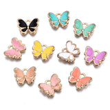 Alloy Enamel Charms, Butterfly, Light Gold, Mixed Color, 10.5x13x3mm, Hole: 2mm, 100pc/Set