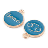 Alloy Enamel Pendants, Flat Round with Constellation, Dark Cyan, 15x12x2mm, Hole: 1.5mm, about 12pcs/set