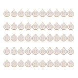 Golden Plated Alloy Charms, with Enamel, Enamelled Sequins, Flat Round, White, Letter.N, 14x12x2mm, Hole: 1.5mm, 50pcs/Box