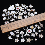 Alloy Enamel Charms, Light Gold, Mixed Shapes, Light Gold, 45pcs/set